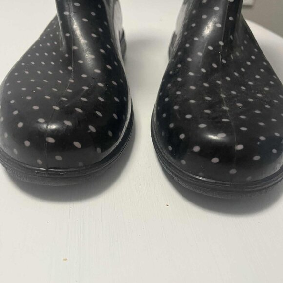 Womans Size 9 Sloggers Rain & Garden Boots Black/Pink Polka Dot Waterproof - Picture 5 of 6